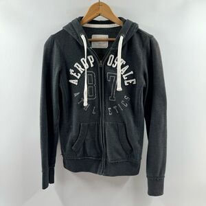 Aeropostale Charcoal Grey Zip-Up Hoodie – Size XS, 2015 Era